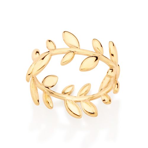 ANEL FOLHAS BANHADO A OURO 18K
