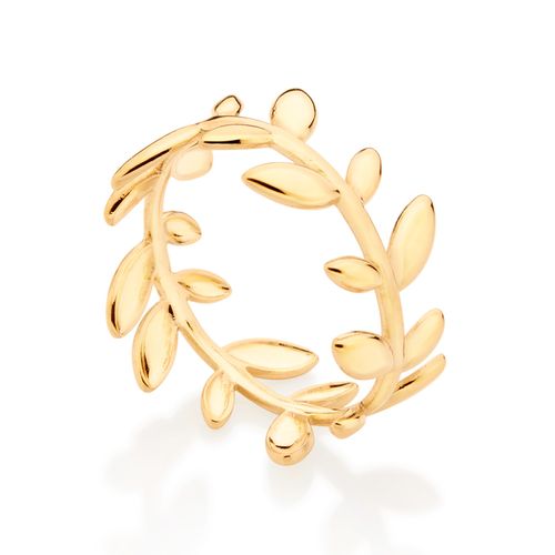 ANEL FOLHAS BANHADO A OURO 18K