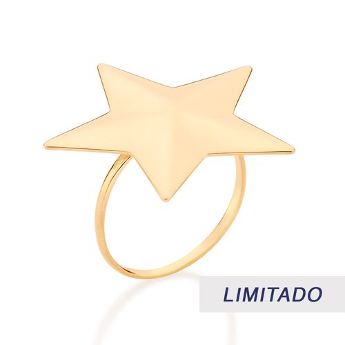 MAXI ANEL ESTRELA BANHADO A OURO 18K
