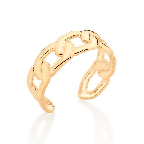 ANEL AJUSTÁVEL ELO DE CORRENTE BANHADO A OURO 18K