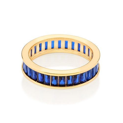 MEIA ALIANÇA BANHADA A OURO 18K COM ZIRCÔNIAS BAGUETES