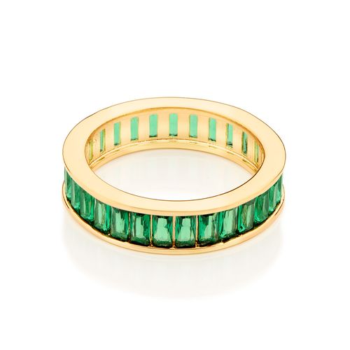 MEIA ALIANÇA BANHADA A OURO 18K COM ZIRCÔNIAS BAGUETES