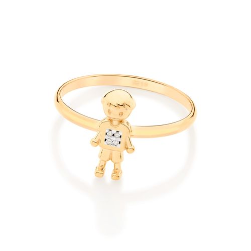 ANEL MENINO BANHADO A OURO 18K COM APLICAÇÃO DE RHODIUM