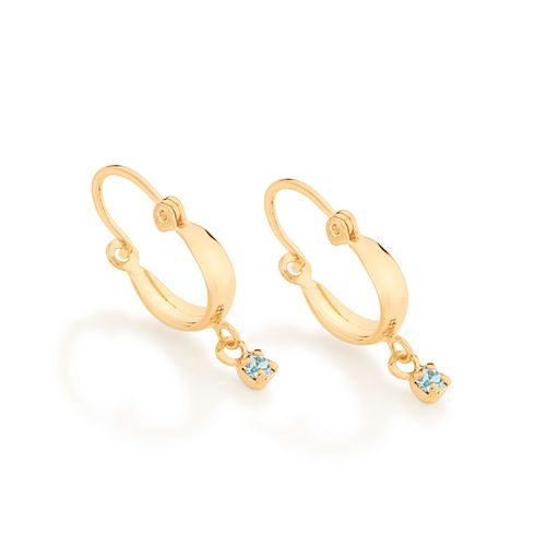 BRINCO ARGOLA INFANTIL BANHADO A OURO 18K COM ZIRCÔNIAS