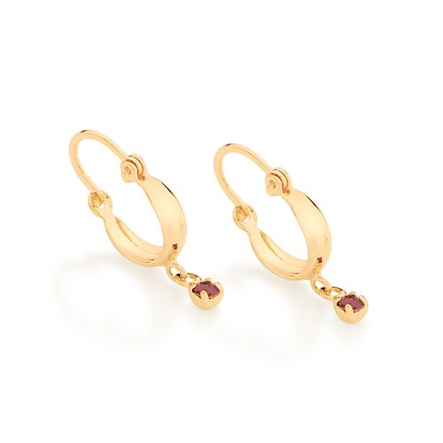 BRINCO ARGOLA INFANTIL BANHADO A OURO 18K COM ZIRCÔNIAS