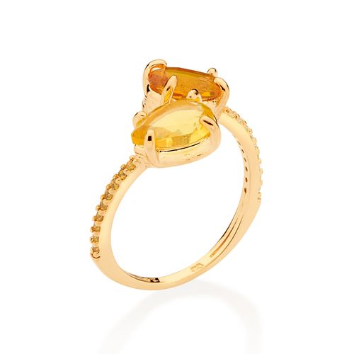 ANEL AJUSTÁVEL BANHADO A OURO 18K COM ZIRCÔNIAS E CRISTAIS