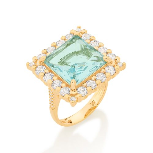 MAXI ANEL QUADRADO BANHADO A OURO 18K