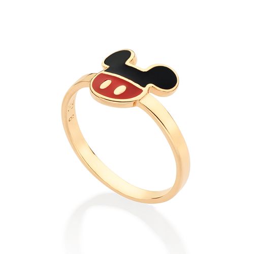 ANEL BERMUDA DO MICKEY BANHADO A OURO 18K COM APLICAÇÃO DE RESINA