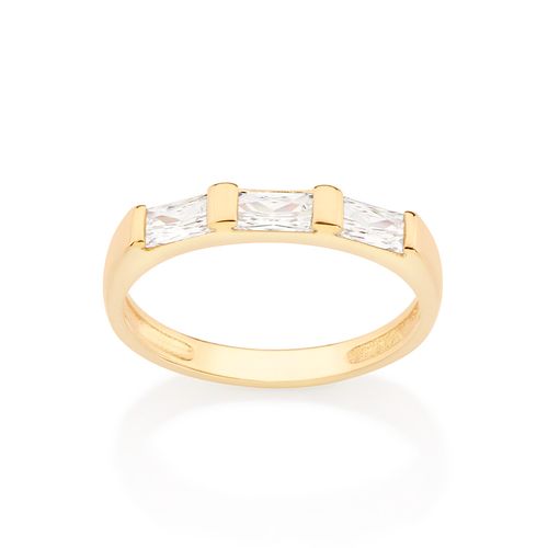 MEIA ALIANÇA BANHADA A OURO 18K COM ZIRCÔNIAS BAGUETES