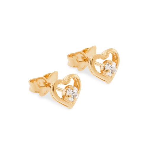 BRINCO CORAÇÃO BANHADO A OURO 18K COM ZIRCÔNIAS