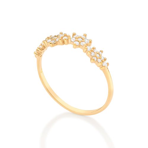 ANEL SKINNY FLORES BANHADO A OURO 18K