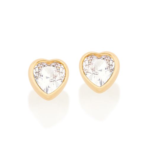BRINCO SOLITÁRIO CORAÇÃO BANHADO A OURO 18K COM ZIRCÔNIAS
