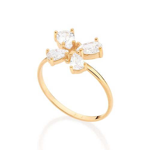ANEL BORBOLETA BANHADO A OURO 18K COM ZIRCÔNIAS