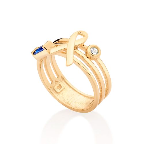 ANEL BANHADO A OURO 18K COM ZIRCÔNIAS