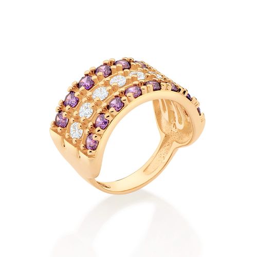 MAXI ANEL BANHADO A OURO 18K COM ZIRCÔNIAS
