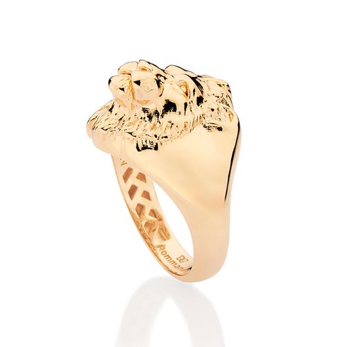 ANEL SINETE MUFASA 3D BANHADO A OURO 18K