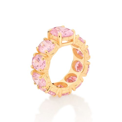 MAXI ANEL BANHADO A OURO 18K COM ZIRCÔNIAS OVAIS