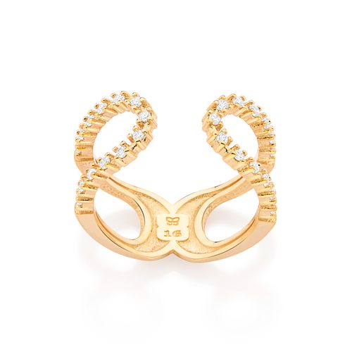 ANEL AJUSTÁVEL BANHADO A OURO 18K COM ZIRCÔNIAS