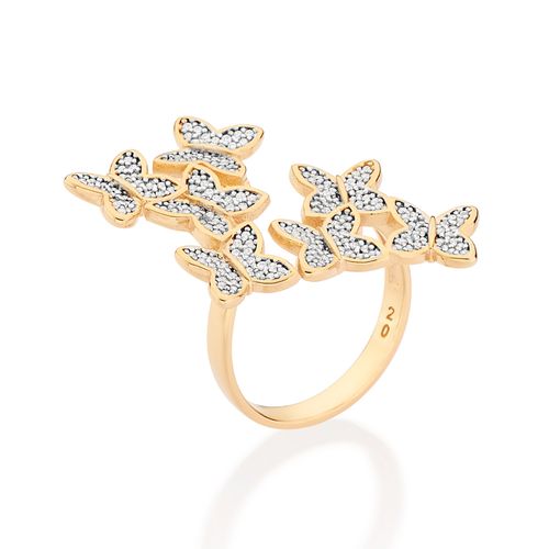 MAXI ANEL PANAPANÁ BANHADO A OURO 18K COM ZIRCÔNIAS COM APLICAÇÃO DE RHODIUM