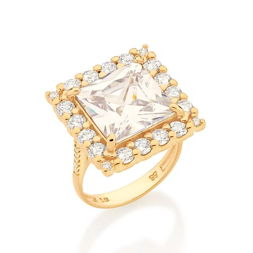 MAXI ANEL QUADRADO BANHADO A OURO 18K