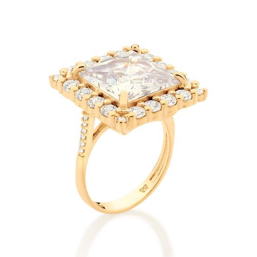 MAXI ANEL QUADRADO BANHADO A OURO 18K