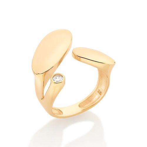 ANEL AJUSTÁVEL BANHADO A OURO 18K COM ZIRCÔNIA