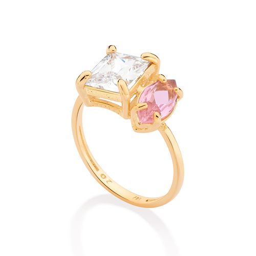 ANEL EU E VOCÊ BANHADO A OURO 18K COM ZIRCÔNIA E CRISTAL