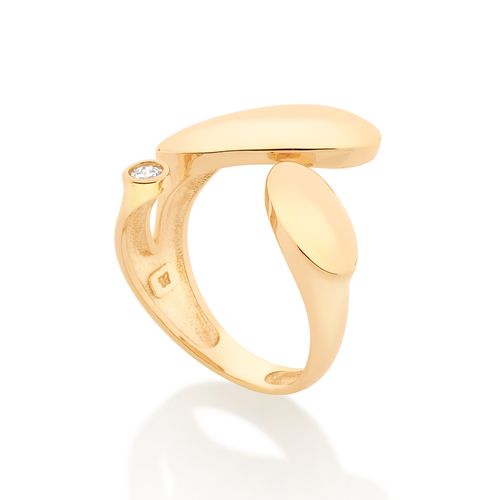 ANEL AJUSTÁVEL BANHADO A OURO 18K COM ZIRCÔNIA