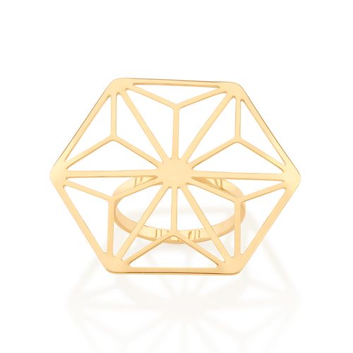 MAXI ANEL HEXÁGONO BANHADO A OURO 18K