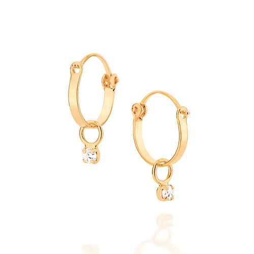 BRINCO ARGOLA BANHADO A OURO 18K COM ZIRCÔNIAS