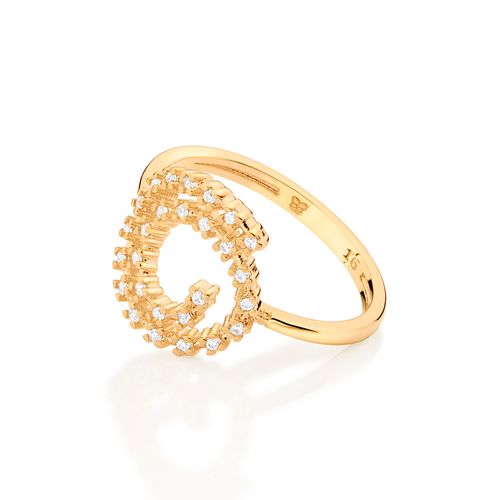 ANEL SKINNY ESPIRAL BANHADO A OURO 18K COM ZIRCÔNIAS