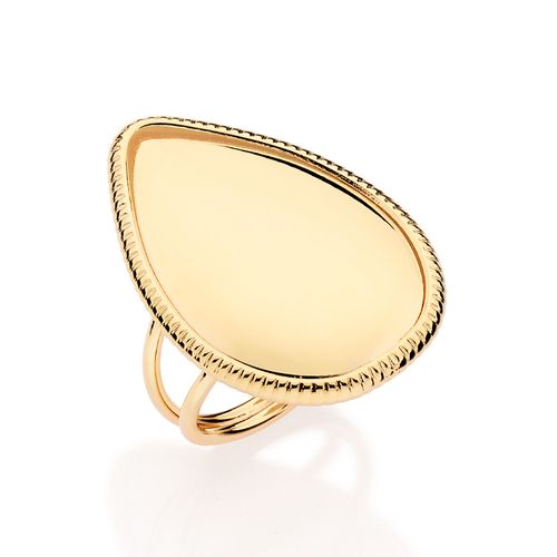MAXI ANEL GOTA LISO BANHADO A OURO 18K