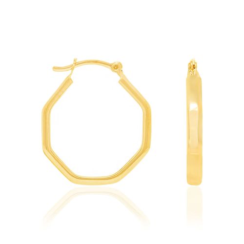 BRINCO ARGOLA OCTAGONAL BANHADO A OURO 18K