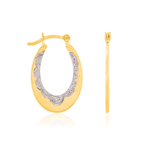 BRINCO MEIA ARGOLA BANHADO A OURO 18K COM APLICAÇÃO DE RHODIUM