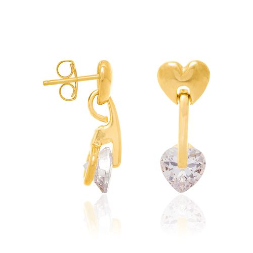 BRINCO CORAÇÕES BANHADO A OURO 18K COM ZIRCÔNIAS