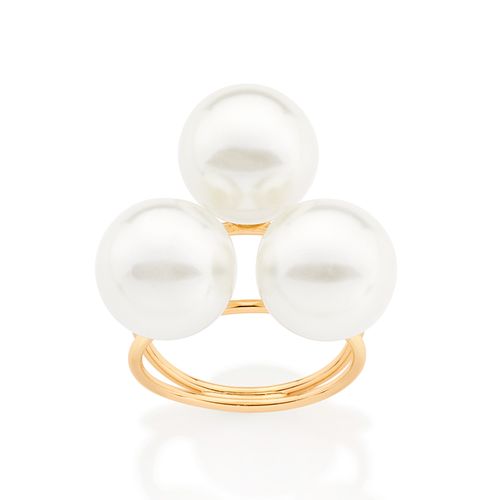 MAXI ANEL BANHADO A OURO 18K COM PÉROLAS