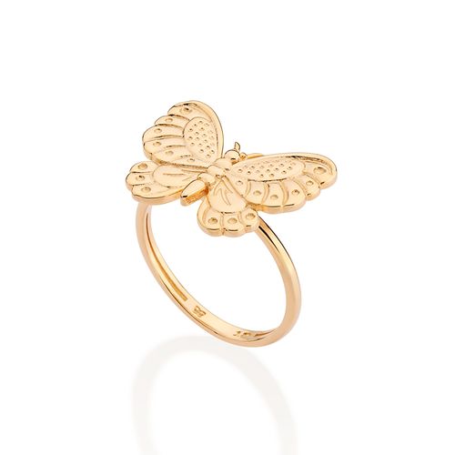 ANEL SKINNY BORBOLETA BANHADO A OURO 18K