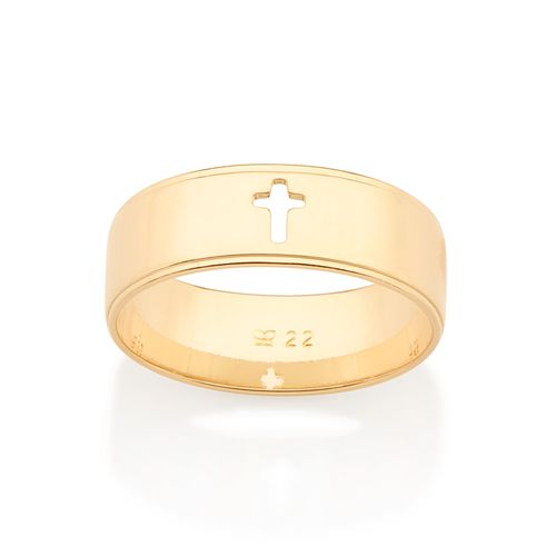 ANEL MASCULINO CRUZ BANHADO A OURO 18K