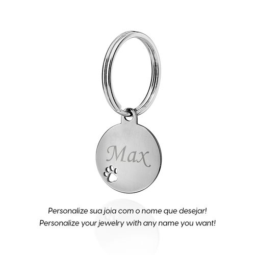 MEDALHA PERSONALIZÁVEL REDONDA COM PATA PET DE AÇO