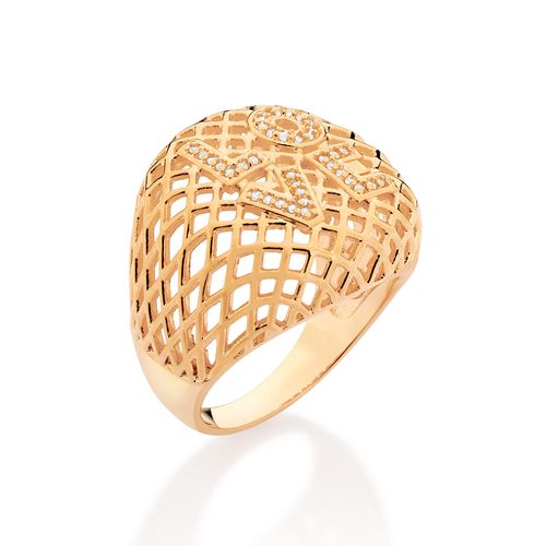 MAXI ANEL ESCRITO LOVE BANHADO A OURO 18K COM ZIRCÔNIAS
