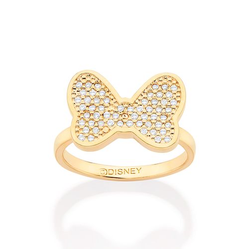 ANEL SKINNY LAÇO DA MINNIE BANHADO A OURO 18K COM ZIRCÔNIAS