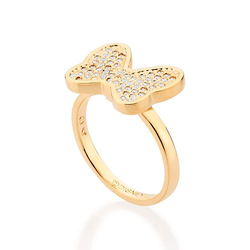 ANEL SKINNY LAÇO DA MINNIE BANHADO A OURO 18K COM ZIRCÔNIAS