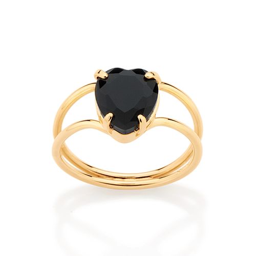 ANEL SOLITÁRIO CORAÇÃO BANHADO A OURO 18K