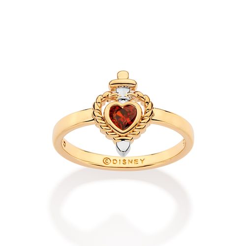 ANEL SKINNY ADAGA E CORAÇÃO BANHADO A OURO 18K COM ZIRCÔNIA E APLICAÇÃO DE RHODIUM