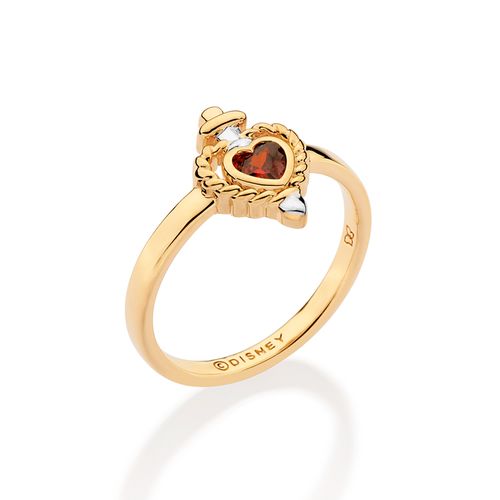 ANEL SKINNY ADAGA E CORAÇÃO BANHADO A OURO 18K COM ZIRCÔNIA E APLICAÇÃO DE RHODIUM