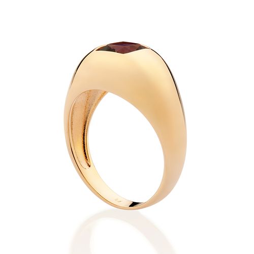 ANEL CLÁSSICO SOLITÁRIO BANHADO A OURO 18K COM CRISTAL