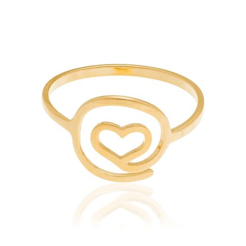ANEL BANHADO A OURO 18K FORMADO POR CORAÇÃO