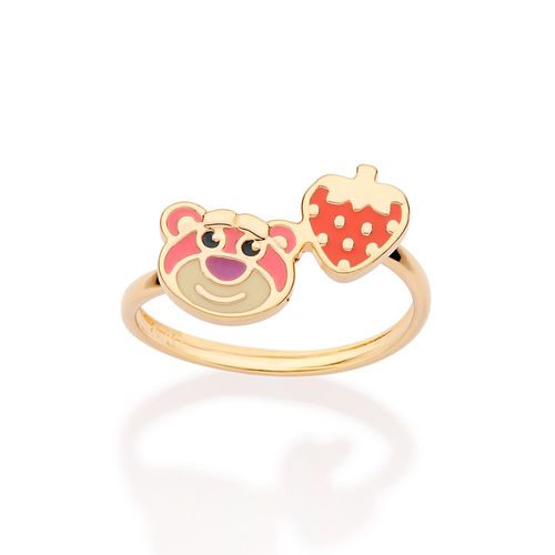 ANEL SKINNY LOTSO E MORANGO BANHADO A OURO 18K COM APLICAÇÃO DE RESINA
