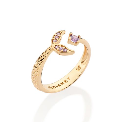 ANEL CAUDA PRINCESA ARIEL BANHADO A OURO 18K COM ZIRCÔNIAS