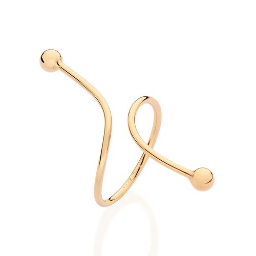 ANEL AJUSTÁVEL COM ESFERAS BANHADO A OURO 18K